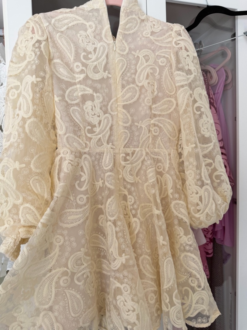 Cream Lace Two-Piece Set - Sleeveless Button Shirt & Skirt and dresses - Picture 4 of 8